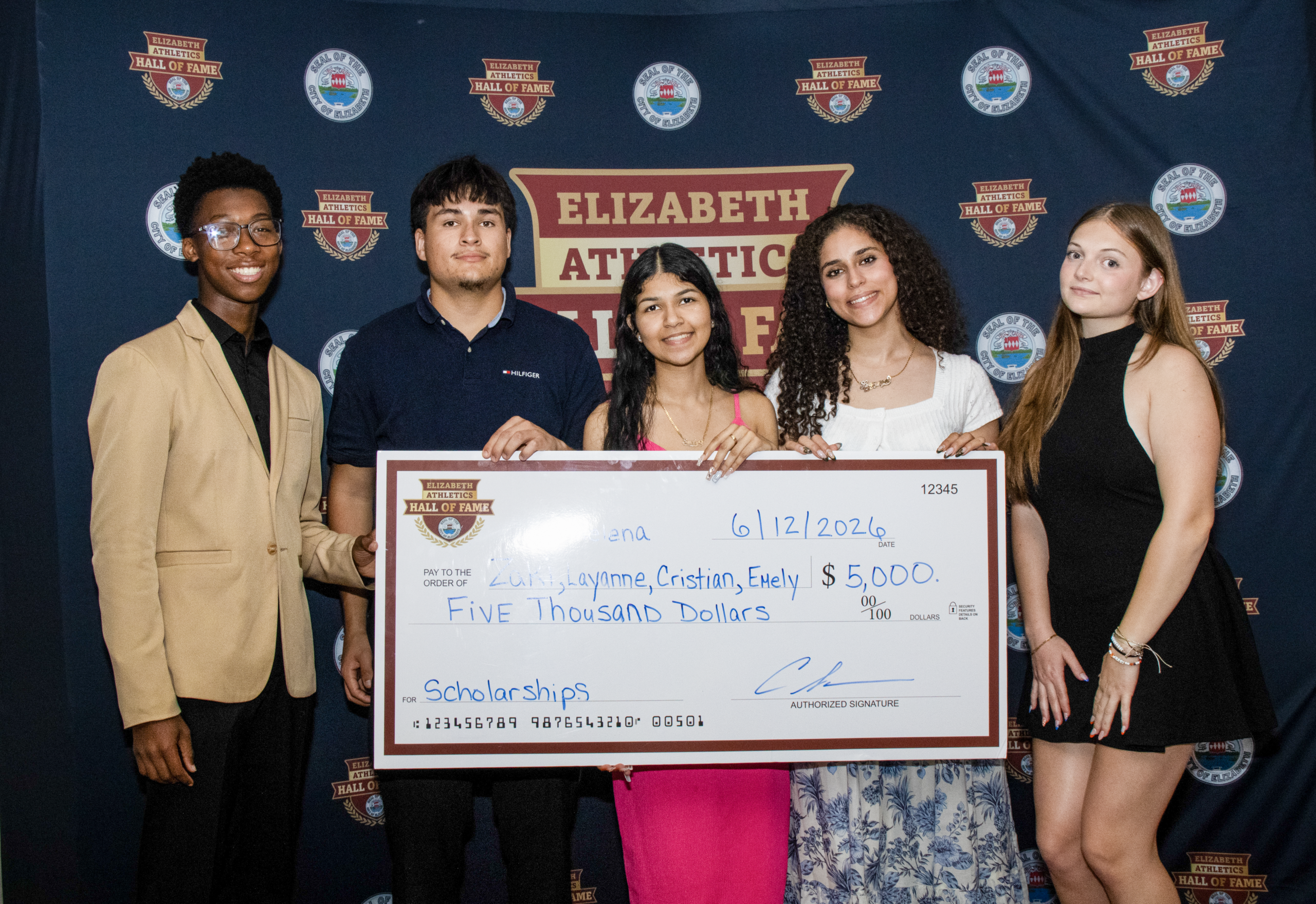 The 2026 Elizabeth Athletic Hall of Fame scholarship recipients.